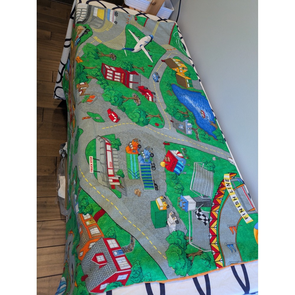 Handmade Kids City Traffic Nap Mat Play Rug Ryan Embroidery Orange 41x35